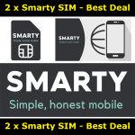 2 x NEW Smarty UK SIM Card - Unlimited Texts and Minutes with all Data Plans